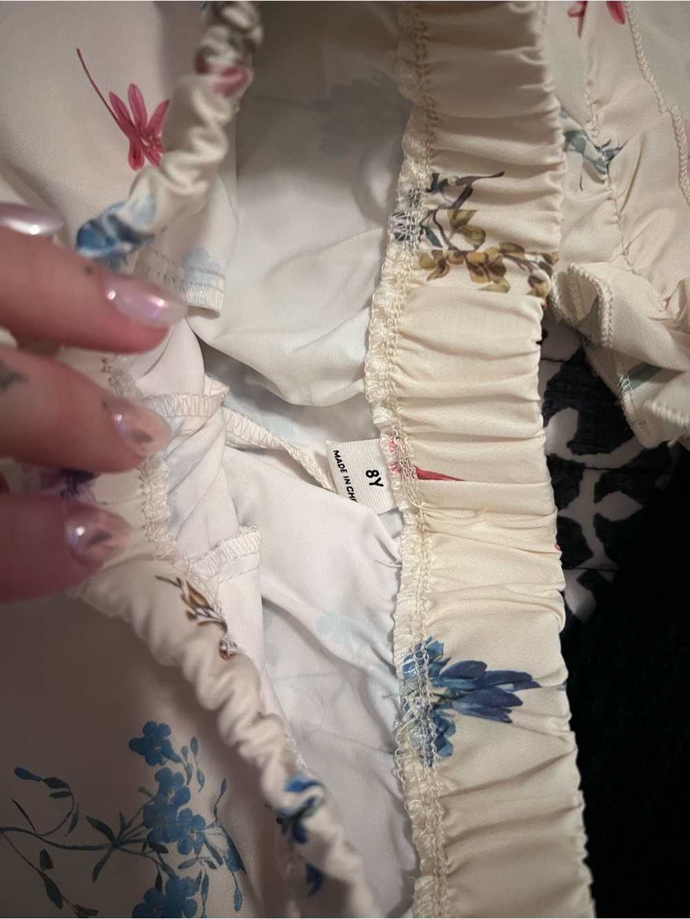 Girls Cream Floral Ruffle Set - Picture 4 of 9